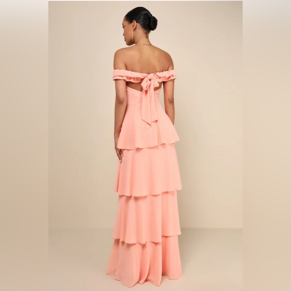 LULUS Peach Ruffle Halter Dress - Picture 2 of 11